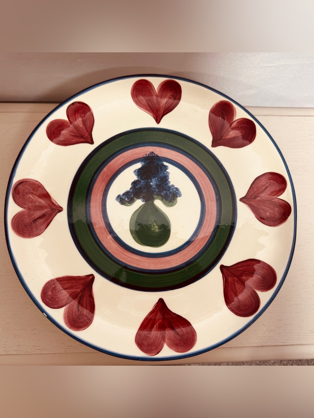 Gail Pittman Tango Hand Painted Pottery Pedestal Cake Stand 12 Inch